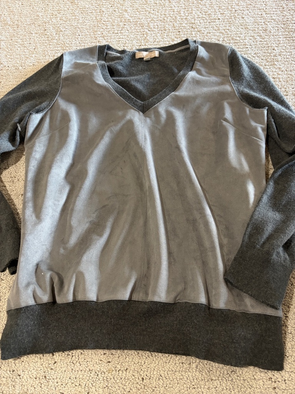 Banana Republic Two-Tone Gray V-Neck Sweater